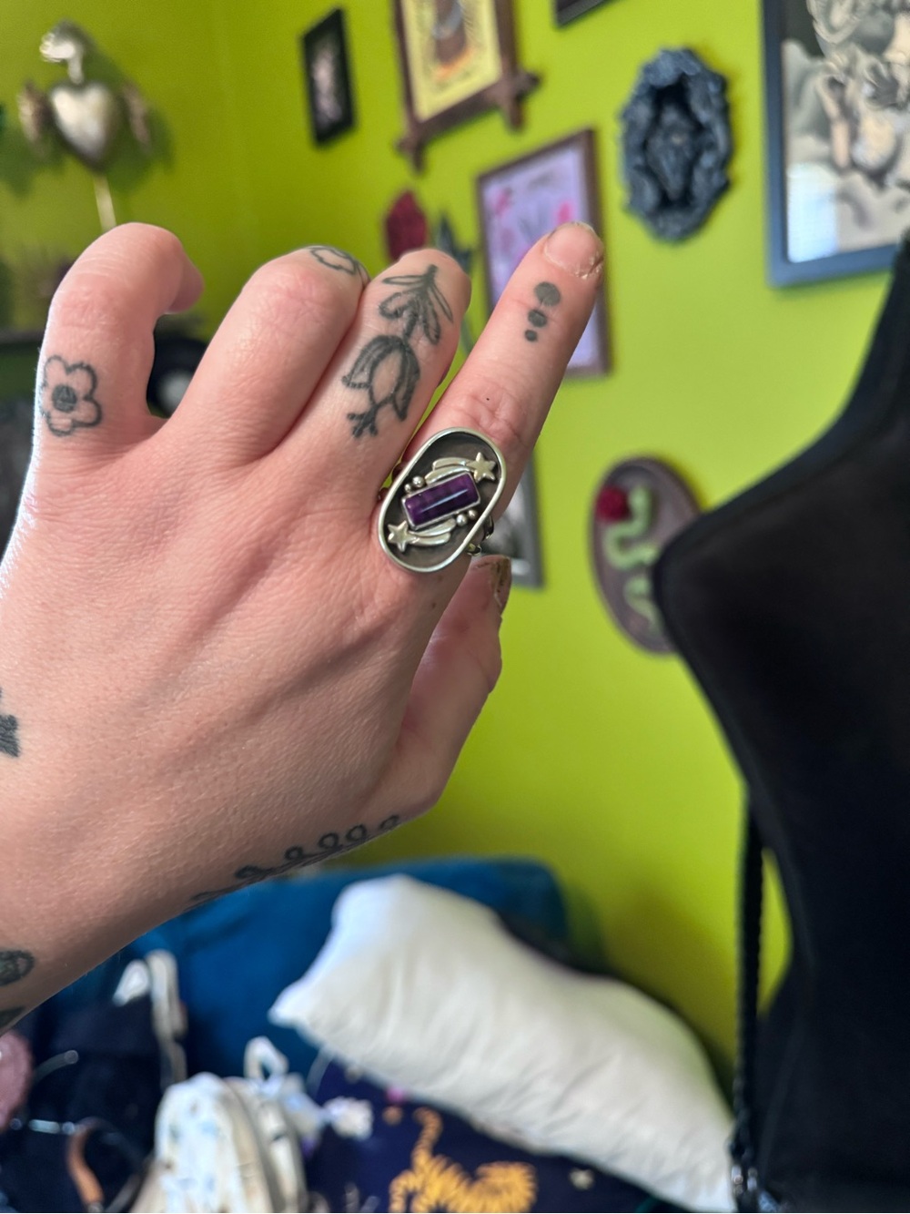 Handcrafted Purple Sugilite “ziggy stardust” 925 sterling ring